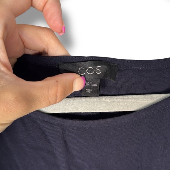 COS Gathered Wool Blend Midi‎ Dress Navy - Picture 6 of 8